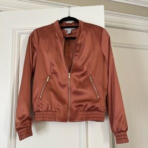 Brand new never worn H&M Brown Bomber Jacket with Stand-Up Collar